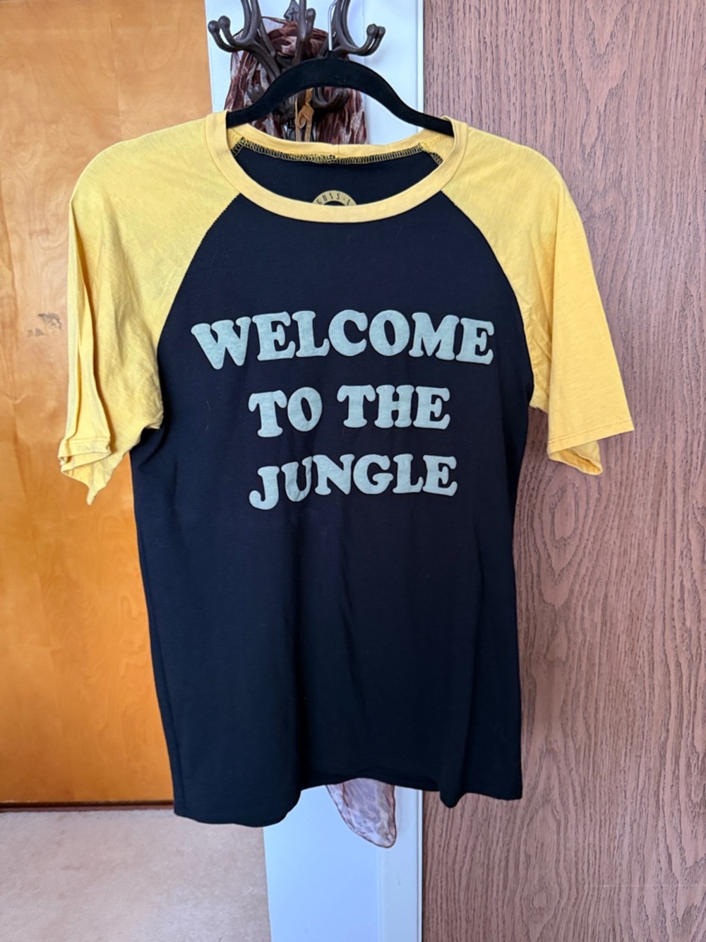 Welcome to the Jungle Black & Yellow Raglan Graphic Tee
